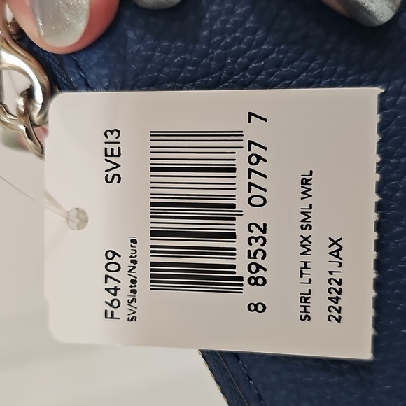 Coach Blue Wristlet with Shearling Trim - Picture 5 of 13